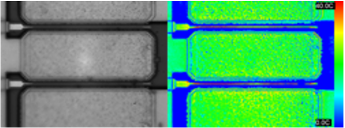 正在研究瞬態(tài)熱響應的氮化鎵高電子遷移率晶體管(GaN HEMT)設備的光學和熱圖像